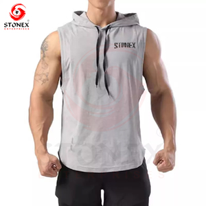 Sudadera con capucha sin mangas en blanco gruesa de gran tamaño personalizada para hombre, ropa deportiva para gimnasio, Sudadera con capucha sin mangas de verano - Product Image 1
