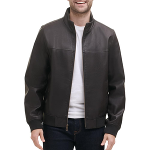 Nouvelle arrivée haute tendance meilleure qualité longue rue porter des vestes en cuir décontracté doux col montant fermeture éclair toile tissu en gros - Product Image 1