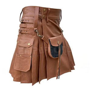 หนังสีน้ำตาลปรับได้แฟชั่นสุภาพสตรี Kilt ออกแบบใหม่ Kilt สำหรับสุภาพสตรีทำในปากีสถาน - Product Image 3
