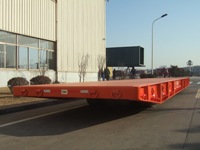 Mafi 40ft Steel Low Flatbed Heavy Duty Semi-Trailer Roll-On Roll-Off dengan Kapasitas Maksimum 100T untuk Transportasi Truk yang Efisien.