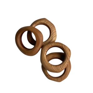 Lot de 4 ronds de serviette en bois de qualité de luxe en bois naturel pour décoration de table de ferme et événements de mariage - Product Image 3