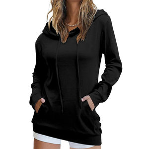 Sweat-shirt à capuche épais unisexe pour femmes, pull à manches longues de couleur unie personnalisé pour sport, gym, sweat à capuche en molleton uni pour l'hiver - Product Image 4