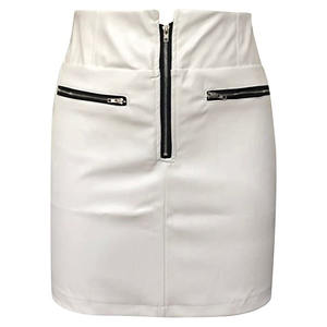 กระโปรงสั้นทรงเอไลน์สำหรับผู้หญิงหนังสีดำแนวสตรีทสไตล์ลำลองผ่าเซ็กซี่ผ้าฝ้ายสูงสำหรับฤดูใบไม้ร่วง - Product Image 1