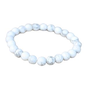 Bracelet en perles de marbre noir et blanc, Bracelet en pierre de marbre de lave, Bracelet en perles de pierres précieuses en marbre blanc - Product Image 5