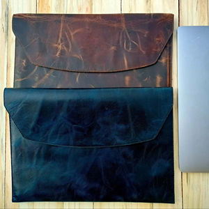 Elegant Genuine Leather Durable & Portable <b>Laptop</b> Sleeve Modern Classic Style for Professionals Work Study Daily Travel GLS-0368 - Product Image 1
