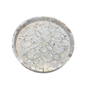 Admirable diseño de bandeja para servir comida hecha a mano de madera y madre de perla trabajo para servir aperitivos bandeja para la venta - Product Image 2