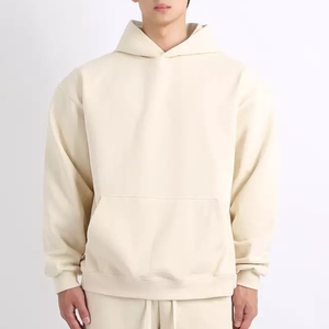 100% algodón de gran tamaño de la gota hombro pulóver Sudadera con capucha logotipo personalizado grueso OEM invierno de moda peso pesado en blanco - Product Image 2