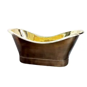 终极豪华黄铜铜独立式单拖鞋双拖鞋浴缸铜黄铜浴缸廉价批发