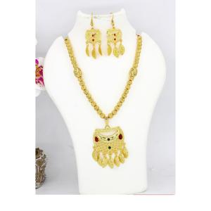 Charm Pendant set joyería chapada en oro indio Dubai árabe joyería colgante conjunto pendientes collar cadena para mujer - Product Image 1