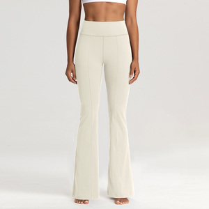 Leggings de yoga taille haute pour femmes, longueur mollet, avec bande latérale contrastante, coutures contrastées, extensibles dans quatre directions, pantalon noir - Product Image 6