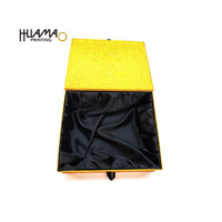 Boîte à perruques de luxe dorée à paillettes avec doublure en satin, fermeture magnétique personnalisée, boîte rigide pour extensions de cheveux, perruques et postiches