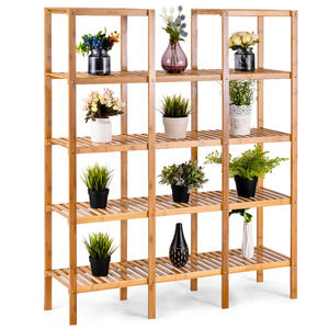 BFKS020 Bamboo Wood Decorative Shelf 115x32x140cm <b>Wall</b> & <b>Display</b> Shelves - Product Image 1