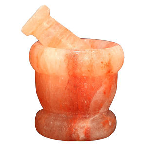 Sel de l'Himalaya naturel de haute qualité sculpté outil de cuisine élégant mortier pilon ensemble pour le broyage d'herbes et d'épices ou la décoration de la maison - Product Image 1