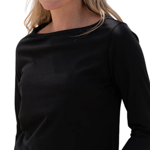 T-shirt pour femme en coton biologique de luxe 100% certifié GOTS, col bateau, manches 3/4, pré-rétréci, coupe classique, doux et premium - Product Image 6