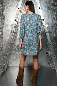 Femmes élégantes vacances d'été robe courte bloc à la main imprimé fleuri tenue de fête décontractée cadeau de mariage de mariée personnalisé en vente - Product Image 3