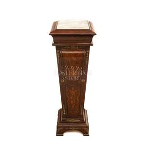 Colonne décorative en bois avec plateau en marbre de luxe - Product Image 1