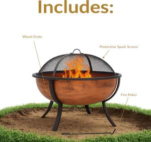 Authentic Modern Indian Made Copper Natural <b>Gas</b> <b>Fire</b> <b>Pit</b> with up to 9999 BTU Heating for Lawn Courtyard Parties-Portable Design - Product Image 5