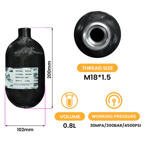 Tanque de Fibra de Carbono HPA para Paintball de 0.8L 48ci, Botella de Aire con Certificación DOT CE - Product Image 3