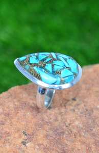 Anillo de Plata de Ley 925 con Baño de Oro Rosa, Diseño Elegante con Turquesa, Regalo de Joyería para Ella - Product Image 2