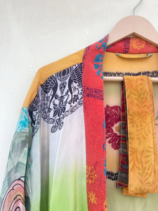 Kimono Sari de seda reciclada para mujer Kimono de seda crepé batas de dama de honor - Product Image 6