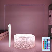 Tablero de Notas Acrílico LED 3D Creativo en Blanco para Regalo, Lámpara Nocturna LED Reutilizable con Tablero de Mensajes