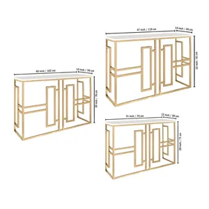 Classic <b>Console</b> <b>Table</b> with White <b>Marble</b> in Golden Metal Finish Home Furniture Manufacturer Wholesaler factory direct sale - Product Image 2