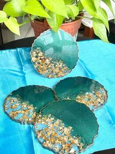 Sous-verre décoratif en résine époxy pour thé et café Taille et couleur personnalisées Sous-verre en résine époxy de qualité supérieure pour thé et café Tapis et tampons décoratifs - Product Image 2