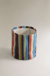 Cesta de Almacenamiento Plegable de Algodón con Rayas de Colores - Product Image 4