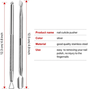 Vente en gros prix bon marché éplucheur de cuticules grattoir repousse-cuticules nettoyant pour ongles, ensembles de pousse-ongles pour manucure 2 pièces - Product Image 6