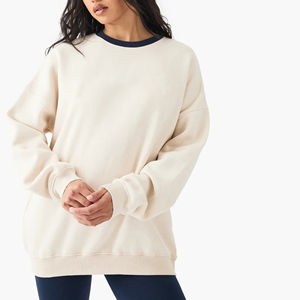 Sudadera de algodón 100% para mujer, venta al por mayor, peso pesado 500GSM, cuello redondo, logotipo bordado personalizado, posición frontal para invierno - Product Image 5