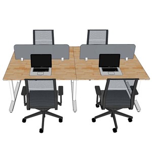 Contemporary Minimalist 4-seater <b>Foldable</b> Cluster <b>Office</b> <b>Desk</b>-Melamine Finish - Product Image 2