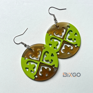 Pendientes de Plata Lacada Hechos a Mano en Vietnam, con Grabado Floral Verde, Estilo Vintage, para Bodas, Personalizados, al por Mayor, Accesorio de Moda - Product Image 6
