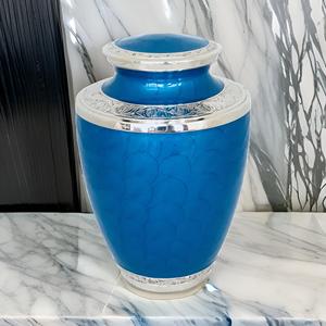 Urna de cremación de Metal azul cobalto extra grande, recuerdo conmemorativo para adultos, cenizas, estilo americano, venta al por mayor, fabricante de suministros funerarios - Product Image 4