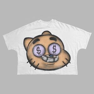 เสื้อยืดผู้ชายทรงโอเวอร์ไซส์ แขนสั้น คอกลม ผ้าคอตตอนหนานุ่ม สไตล์สตรีทแวร์ แนวสปอร์ต - Product Image 1