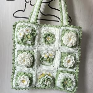 Factory Wholesale 2025 New Zipper Style Handmade Crochet Flower Pattern Shoulder <b>Bag</b> - Product Image 2