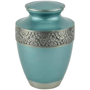 Urna de cremación de metal de diseño vintage de color azul cielo con colores y tamaños personalizados para el hogar a precios al por mayor - Product Image 3
