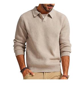 Pull Homme Col V Pull Pull Manches Longues Torsadé Pull Texturé - Product Image 1