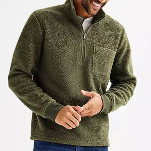 Sweat à capuche pour homme en polaire sherpa, demi-zip, col montant, épais, chaud, écologique, respirant, uni, décontracté, hiver, personnalisable numériquement - Product Image 1