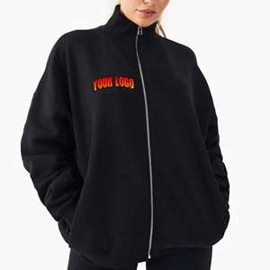 Venta al por mayor Heavyweight 380GSM streetwear sudadera de mujer 100% algodón cremallera completa de gran tamaño Heavyweight OEM señoras sudadera - Product Image 1