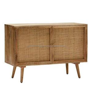 Buffet en bois massif Buffet pour salon Buffet avec canne naturelle/rotin - Product Image 2