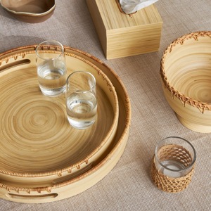 Bol décoratif en bambou filé et rotin de style Vaisselle naturelle Décoration de présentation de repas Vente en gros de produits vietnamiens écologiques - Product Image 4