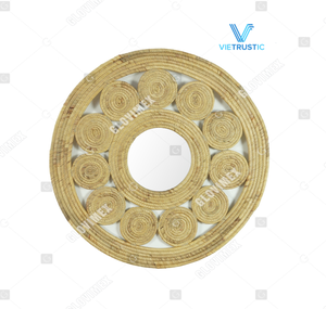 Vietrustic New Arrivals Woven <b>Decorative</b> <b>Wall</b> <b>Mirror</b> Water Hyacinth Straw <b>Mirror</b> Bedroom Decor - Product Image 1