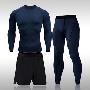 Ensemble de yoga pour hommes de la meilleure qualité avec leggings chemise et short à manches longues respirant course et fitness Quickdry vêtements pour hommes - Product Image 1
