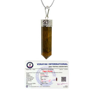 Collier avec pendentif en pierre d'œil de tigre naturelle plaqué or 18 carats, bijoux bohèmes avec chaîne - Product Image 4