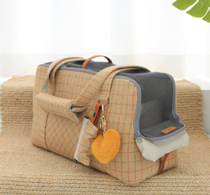 Sang Trọng Con Chó Xe Chỗ Ngồi Có Thể Giặt Du Lịch Tàu Sân Bay Giường Con Chó Tàu Sân Bay Con Chó Giường OEM Cá Nhân Limo kẻ Sọc Lạc Đà - Product Image 2