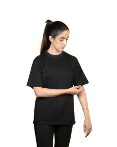 เสื้อยืดไม่มีลายขนาดใหญ่พิเศษระบายอากาศได้ดีสำหรับผู้หญิงเสื้อยืดโอเวอร์ไซส์ผ้าคอตตอนคอกลมเปิดไหล่100% - Product Image 6