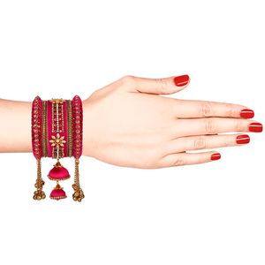 Efulgenz Ensemble de bracelets indiens CZ Crystal Wedding Bridal Silk Thread Velvet Bangle Bracelets Bijoux pour femmes (lot de 10) - Product Image 2