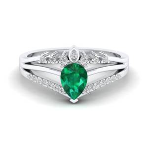 REYES corte pera 0,75 quilates verde esmeralda anillo de piedras preciosas en plata de ley 925 moissanita regalo de compromiso joyería fina para mujeres - Product Image 1