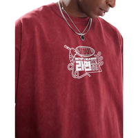 Bestseller Gecustomizeerde OEM/ODM Heren Oversized Graphic T-Shirt Rood Casual 100% Katoen Anti-Pilling Ademend Snel Droogend O-hals