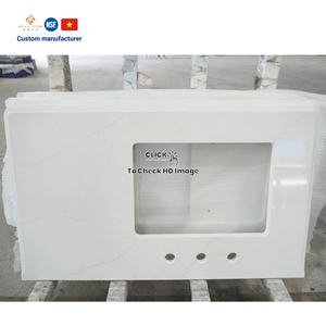 Aucun tarif résistant à l'acide Carrara blanc décor intérieur projet résidentiel appartement pierre de Quartz artificielle salle de bain vanité haut - Product Image 2